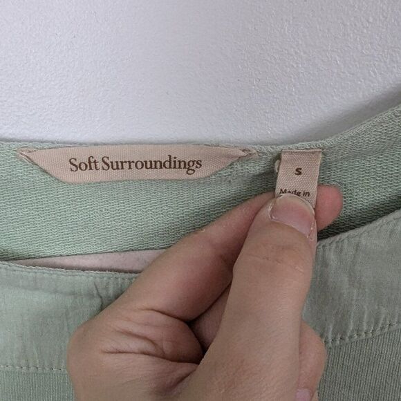 Soft Surroundings | Sage Green Cotton Blend Top Size Small - Picture 6 of 7